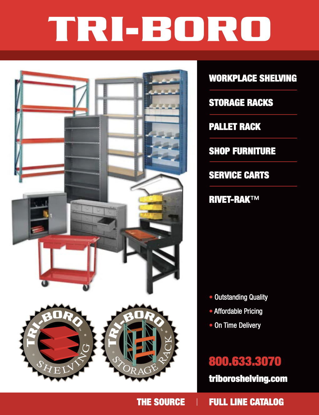Tri-Boro Full Catalog of steel shelving, river oak and pallet racking